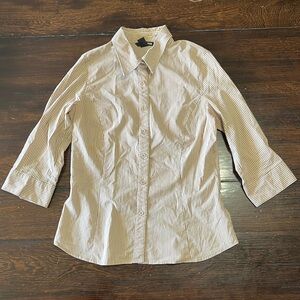 H & M brown and white striped shirt